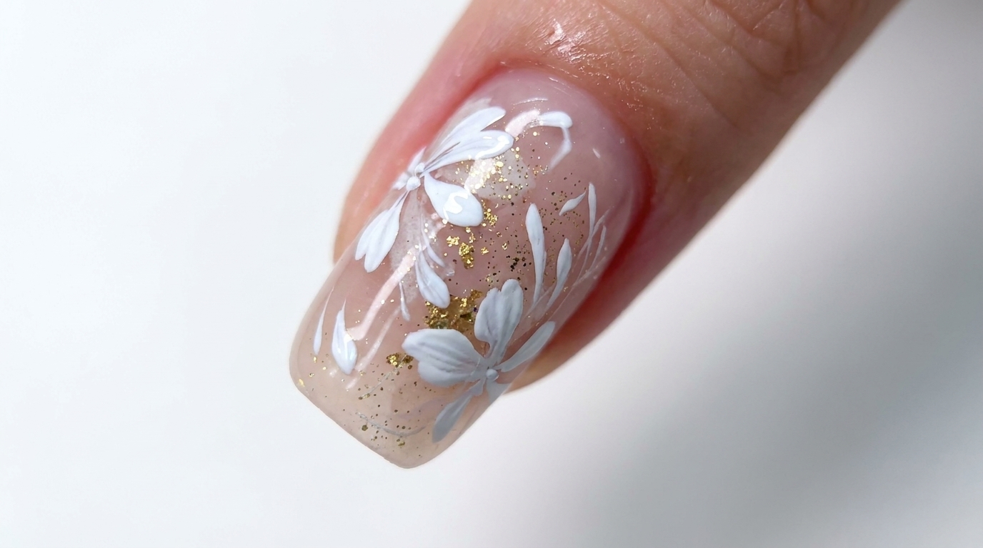Tutorial Passo dopo Passo: Unghie Gel Effetto Acquerello Floreale con Foglia Oro