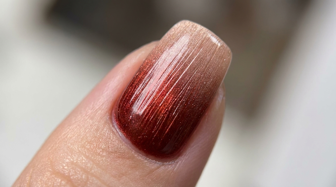 Unghie Effetto Cat-Eye Sfumate Rosse — Tutorial Metallico Autunnale