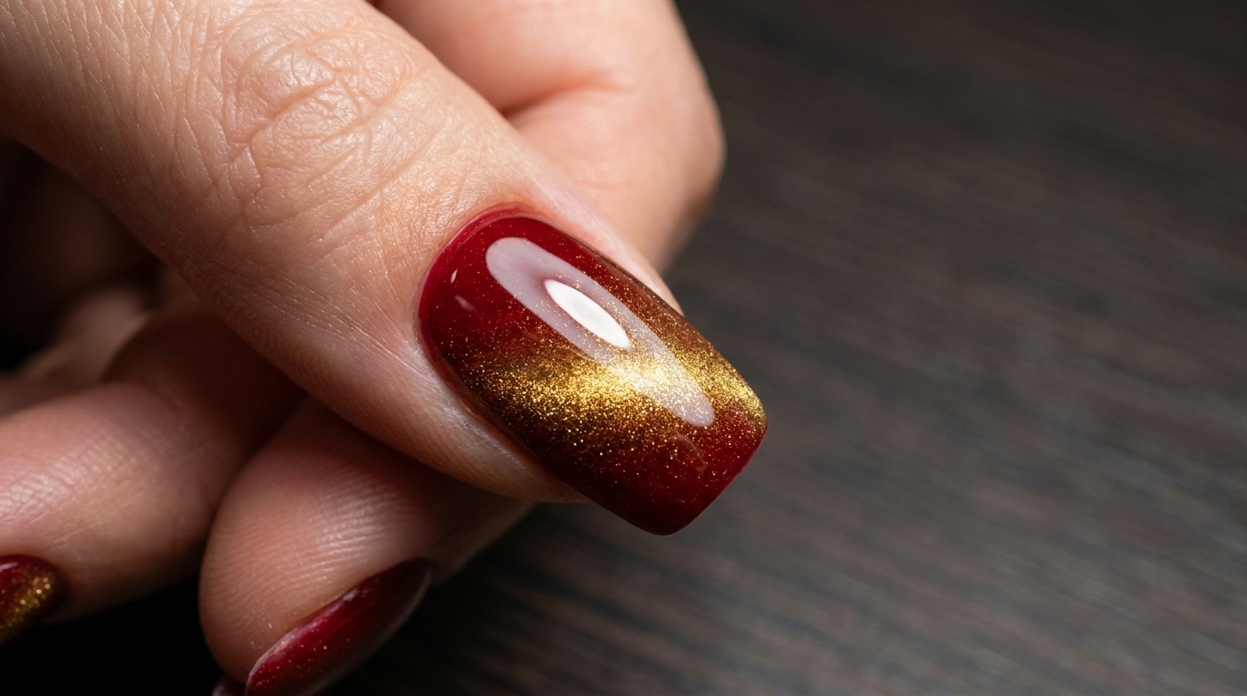 Unghie Cat Eye Ombré Rosse per Capodanno — Tutorial Festivo Passo dopo Passo
