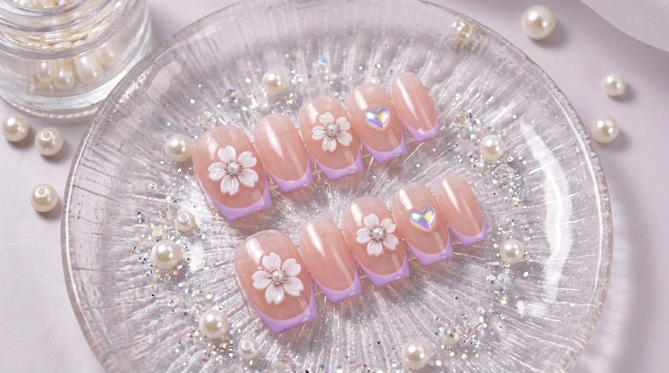 Nail Art Gel Rosa Trasparente con Fiori di Ciliegio — Tutorial Passo Passo