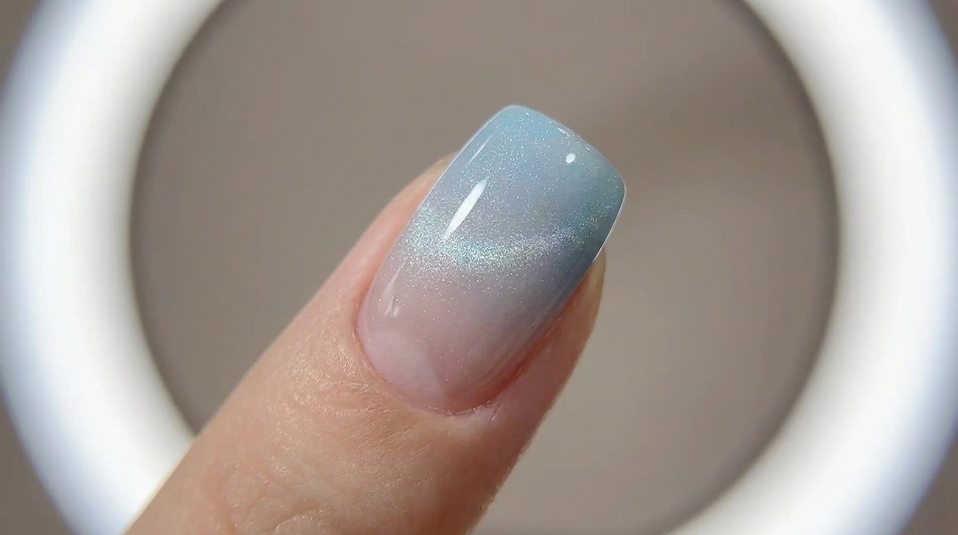 Unghie Gel Ombré Effetto Cat Eye Blu Estive — Tutorial Passo dopo Passo