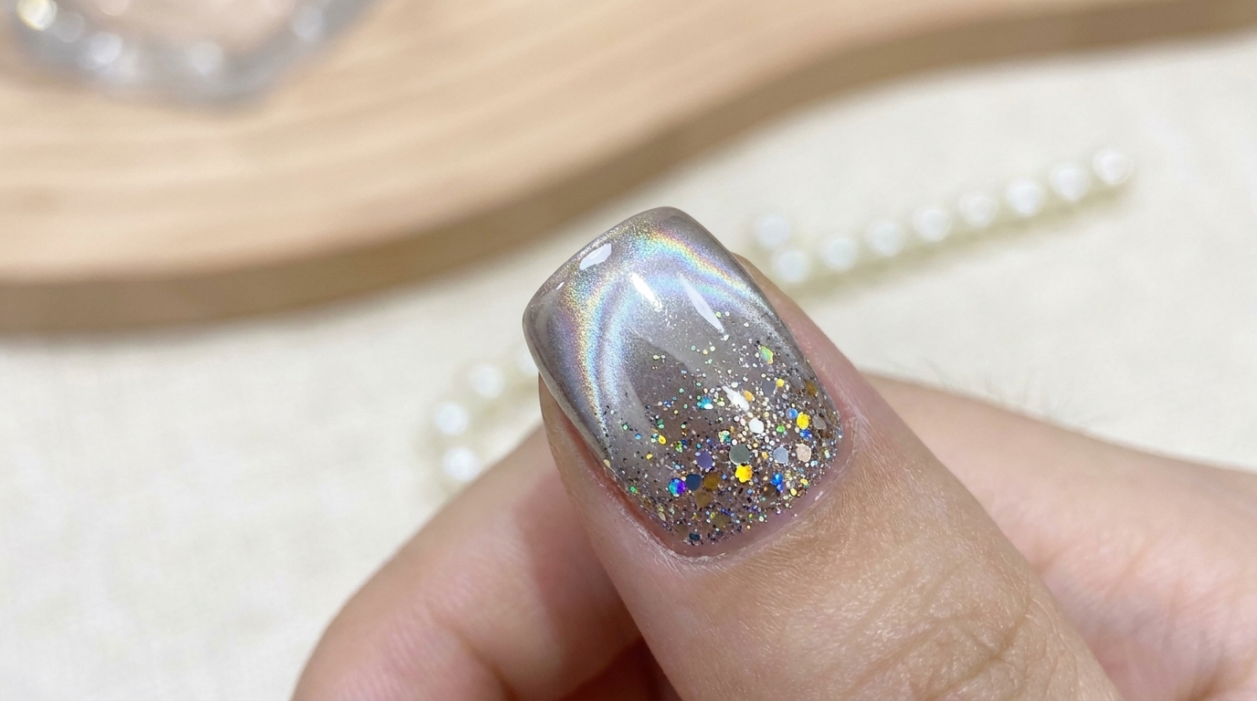 Unghie Effetto Aurora, Cromo Argento e Glitter — Tutorial Passo dopo Passo