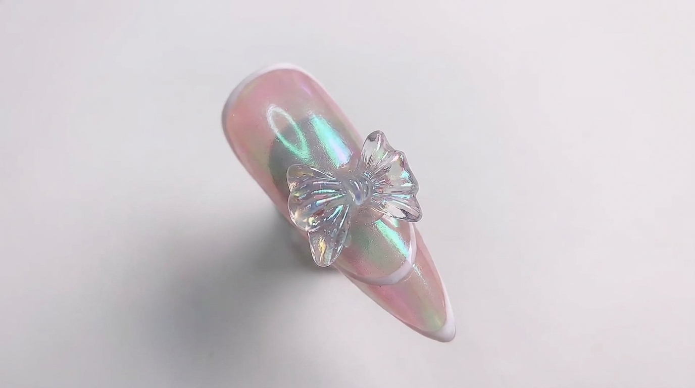 Unghie French Rosa Aurora con Fiocco — Tutorial Passo dopo Passo