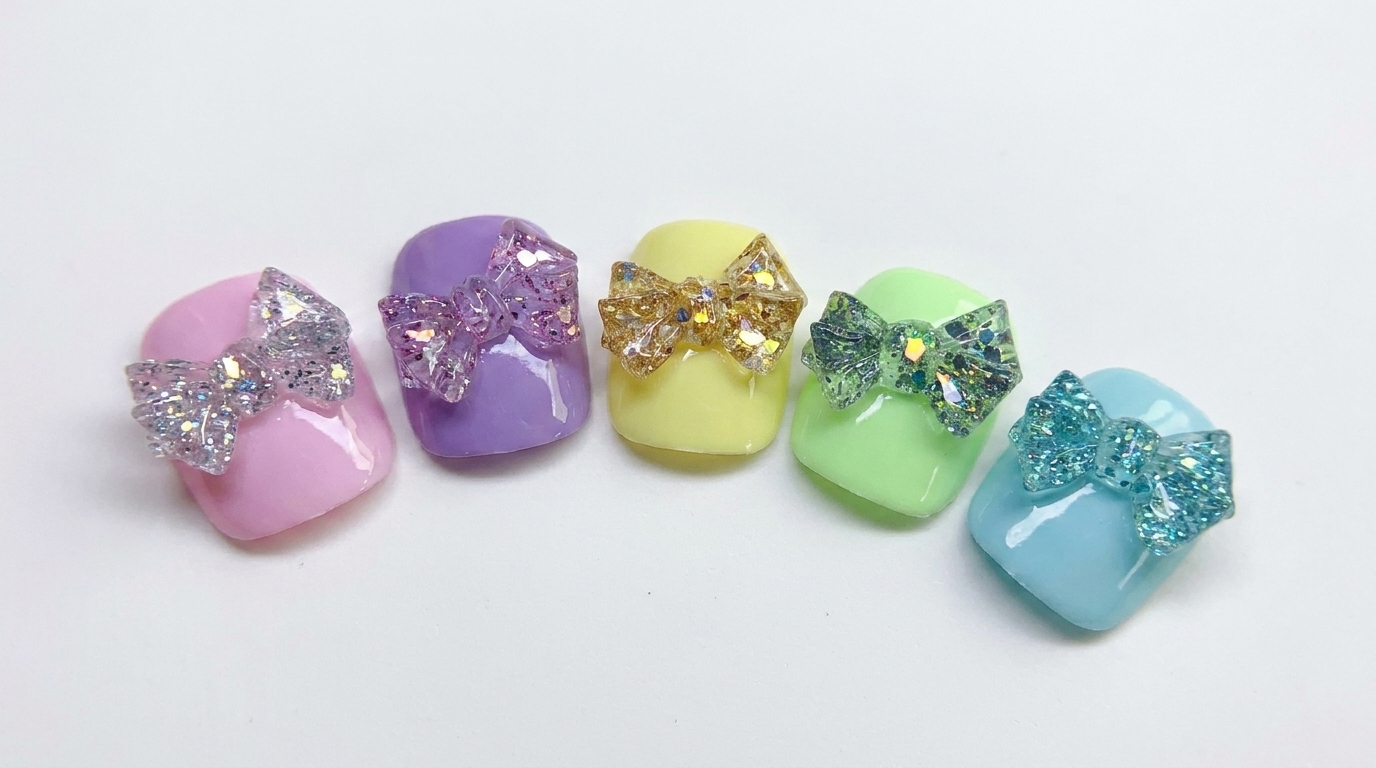 Unghie con Fiocco 3D Glitter Macaron — Tutorial Passo Passo con Gel PVC