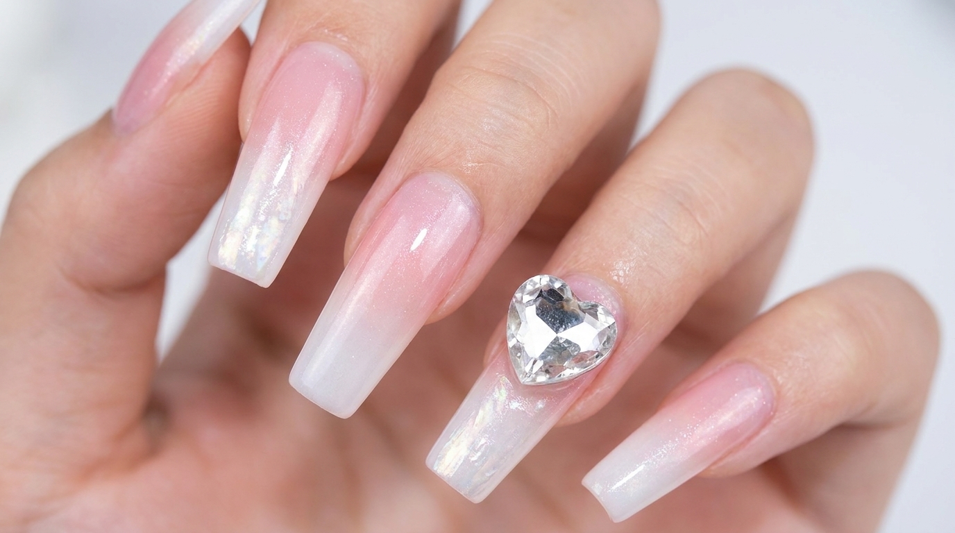 Nail Art Sfumata con Strass a Cuore — Tutorial Passo Passo