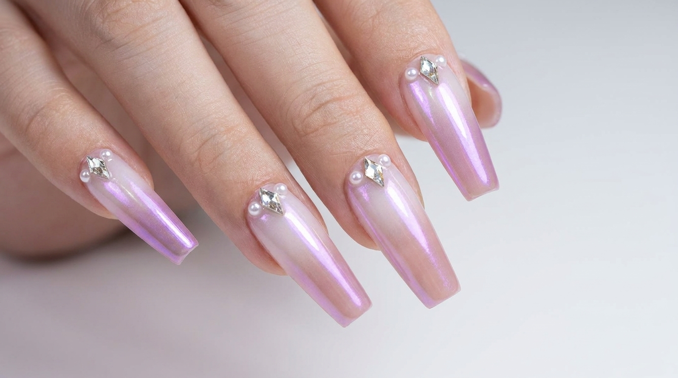 Unghie Ombre Bicolore con Aurora Chrome e Strass: Tutorial Passo a Passo