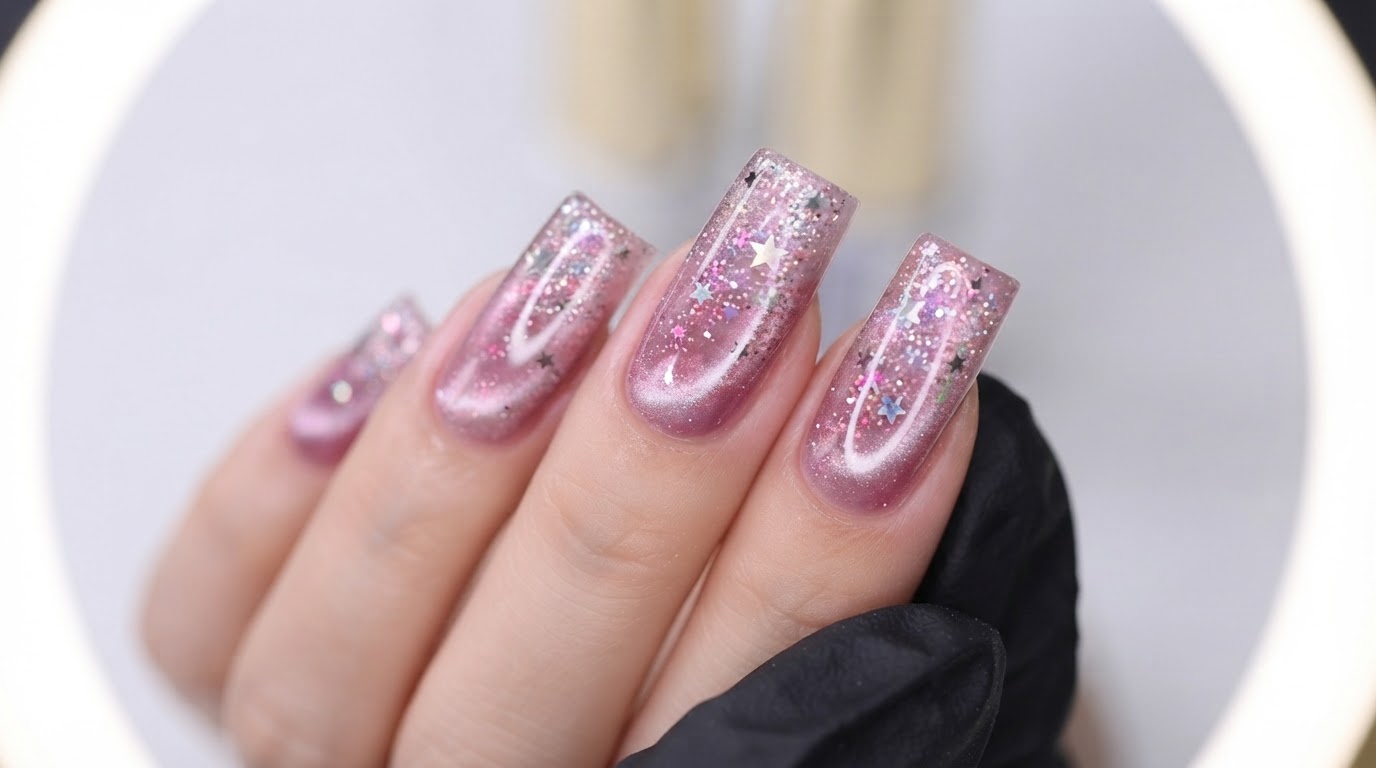 Unghie Galaxy Cat Eye e Star Nail Art Lucenti: Tutorial Passo dopo Passo