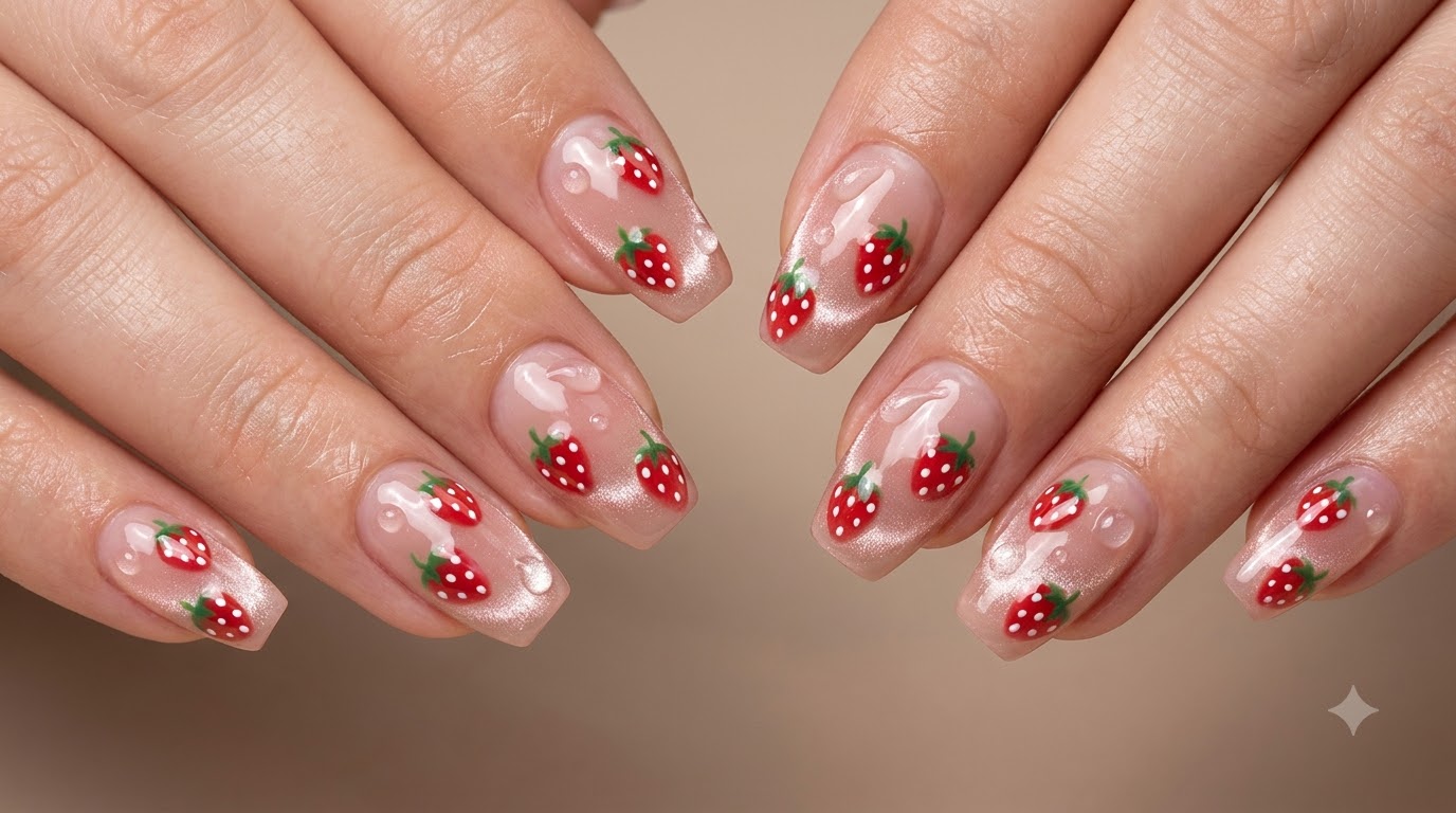 Unghie Effetto Cat Eye Fragola e Jelly — Tutorial Nail Art in Gel 3D