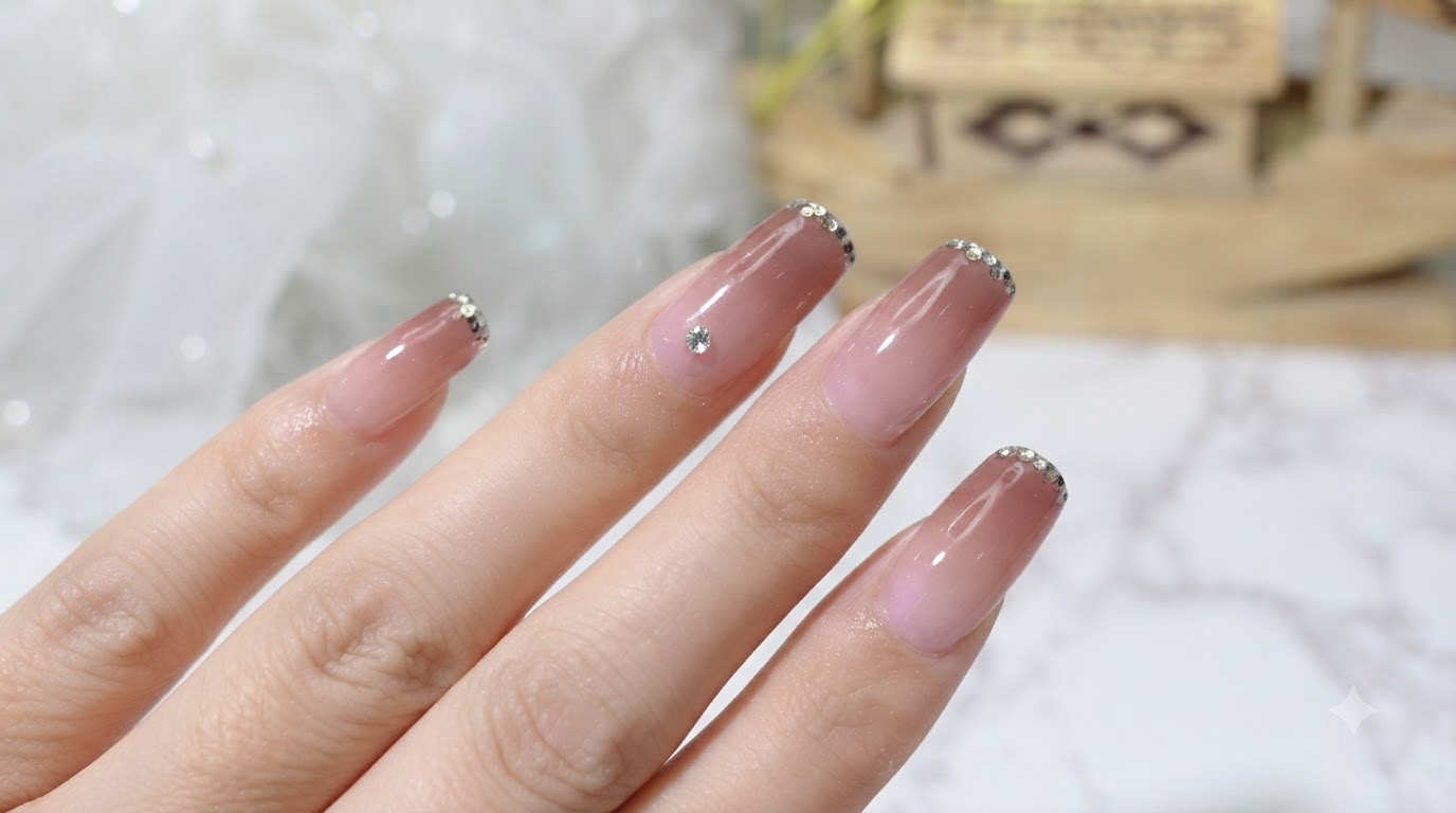 Sfumatura Jelly con French di Paillettes — Tutorial Gel Passo dopo Passo