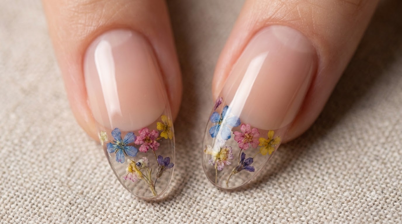French Manicure Inversa con Fiori Secchi — Tutorial Passo Passo