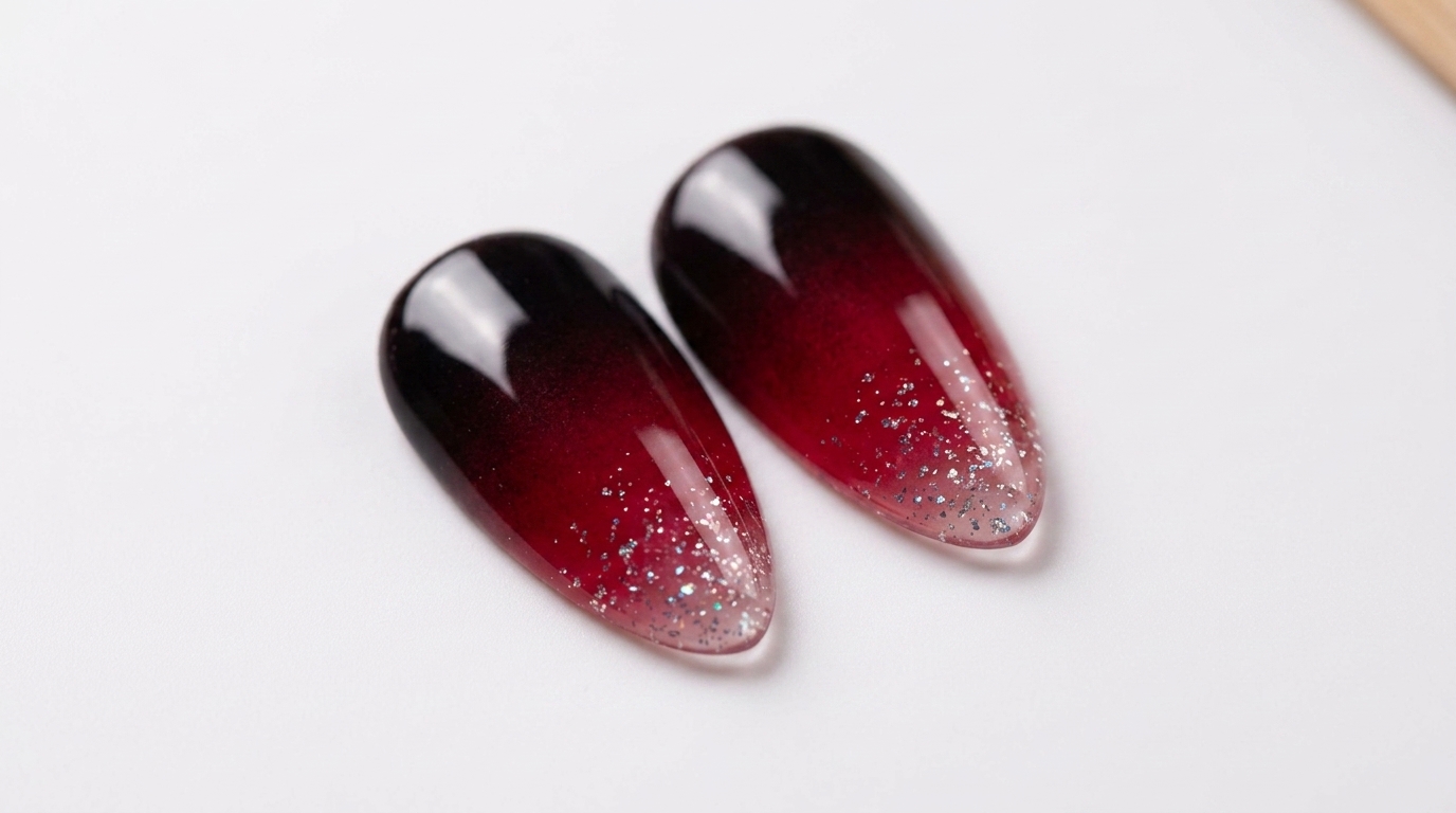 Unghie Ombre Rosso Scuro Rubino — Tutorial Step-by-Step con Gradiente Sparkling