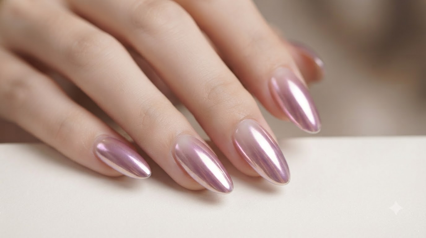 Unghie Aurora Chrome Taro Violetto Milky Glass — Tutorial Passo dopo Passo