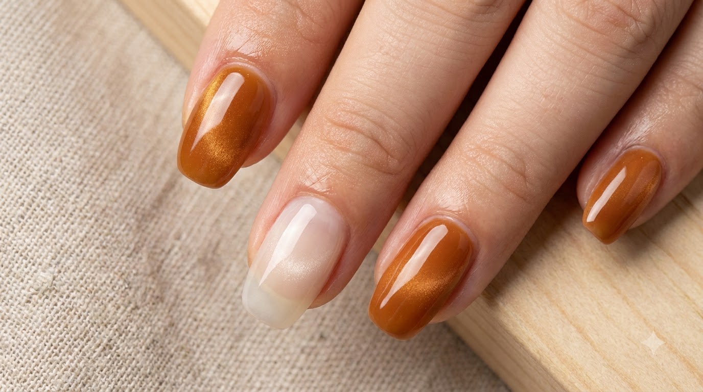 Unghie Corte Sfumate Caramello e Ambra — Tutorial Passo dopo Passo