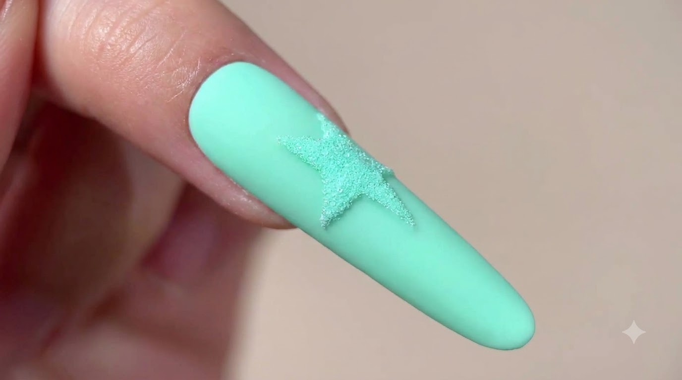 Unghie Verde Menta con Stelle Effetto Zucchero — Tutorial Gel 3D