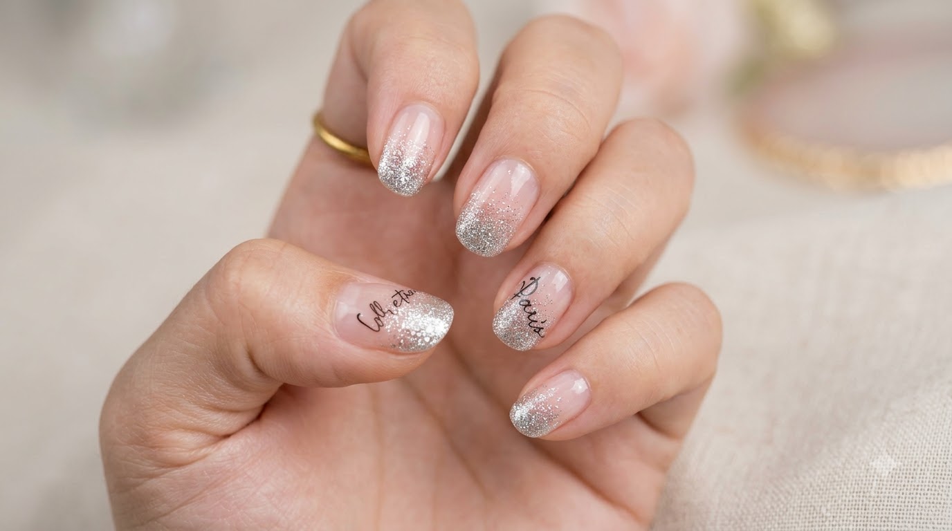 Unghie con Sfumatura Glitter Argento — Tutorial Passo a Passo