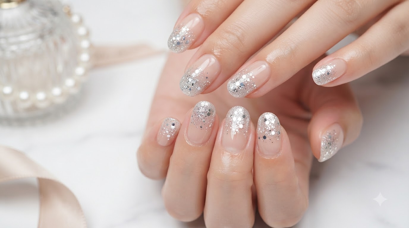 Manicure con Adesivi Sfumati Glitter Argento — Tutorial Facile Passo dopo Passo