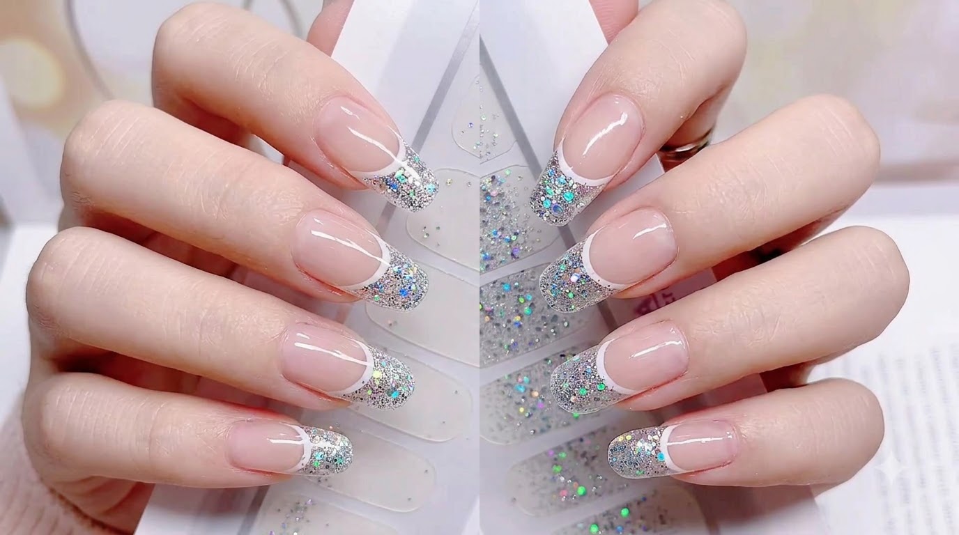 Adesivi per Unghie con Gradiente Glitter Argento — Tutorial Passo dopo Passo