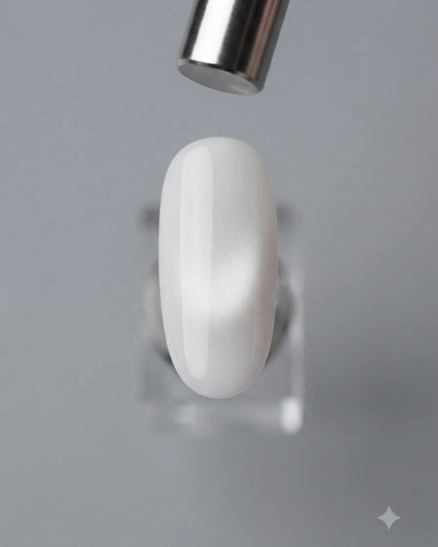 Un magnete a barra che si muove su ununghia per concentrare le particelle di luce proprio nel mezzo.