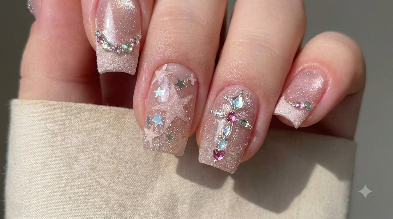 Unghie Stellari French Cat-Eye — Tutorial di Nail Art Cristallo 3D