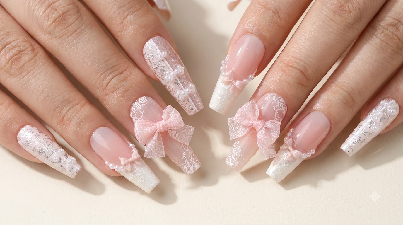 Unghie Press-on Stile Nazionale Rosa — Tutorial Passo dopo Passo