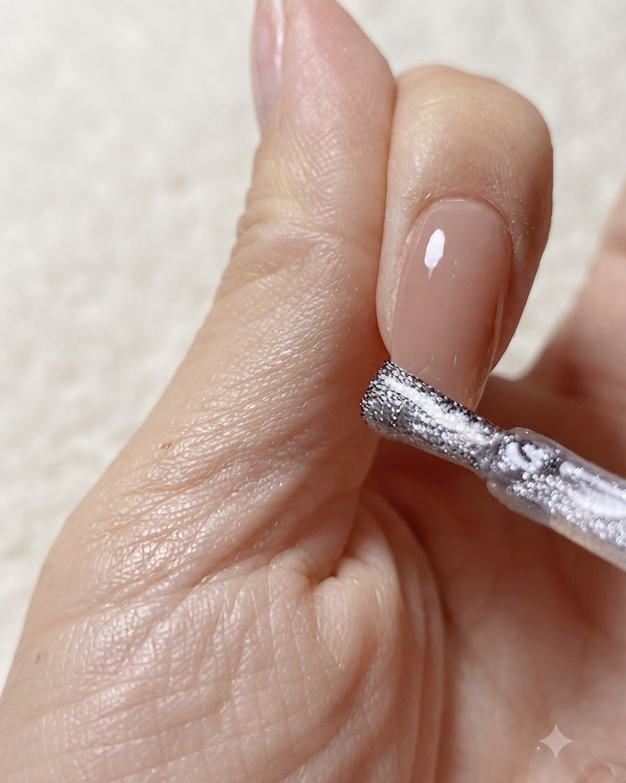 Un forte magnete al neodimio tenuto vicino alla punta dellunghia per spostare le particelle magnetiche brillanti del cat-eye.