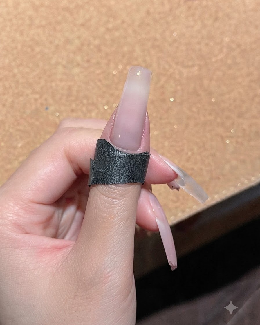 Ununghia ricoperta da uno strato spesso di gel cat eye shimmer, pronta per il posizionamento del magnete.