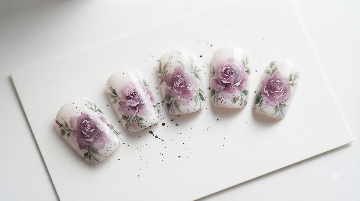 Nail Art con Rose Acquerellate — Masterclass Floreale Delicata