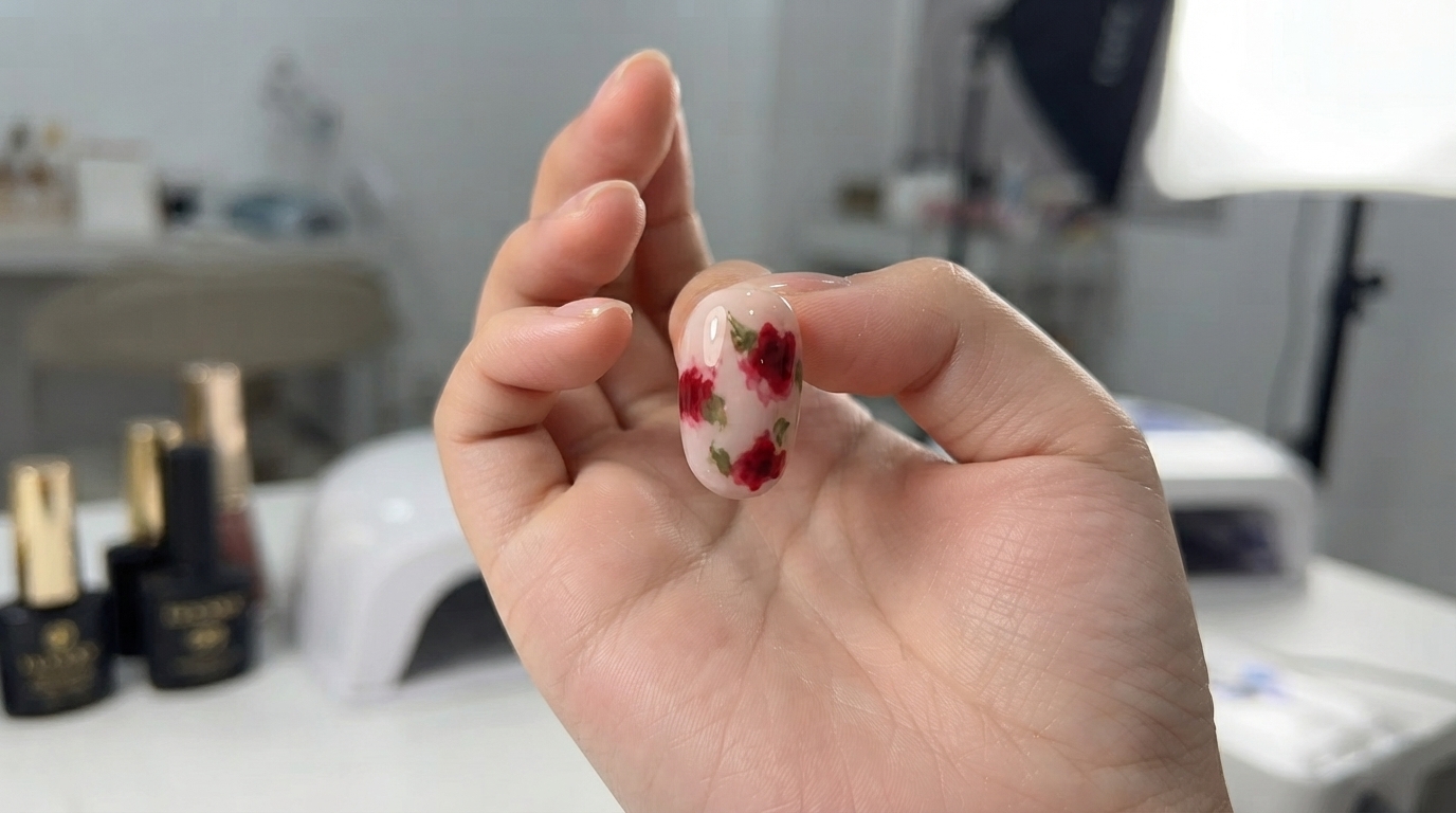 Unghie con Rose in Stile Giardino di Monet — Tutorial Floreale Effetto Acquerello per il Nuovo Anno