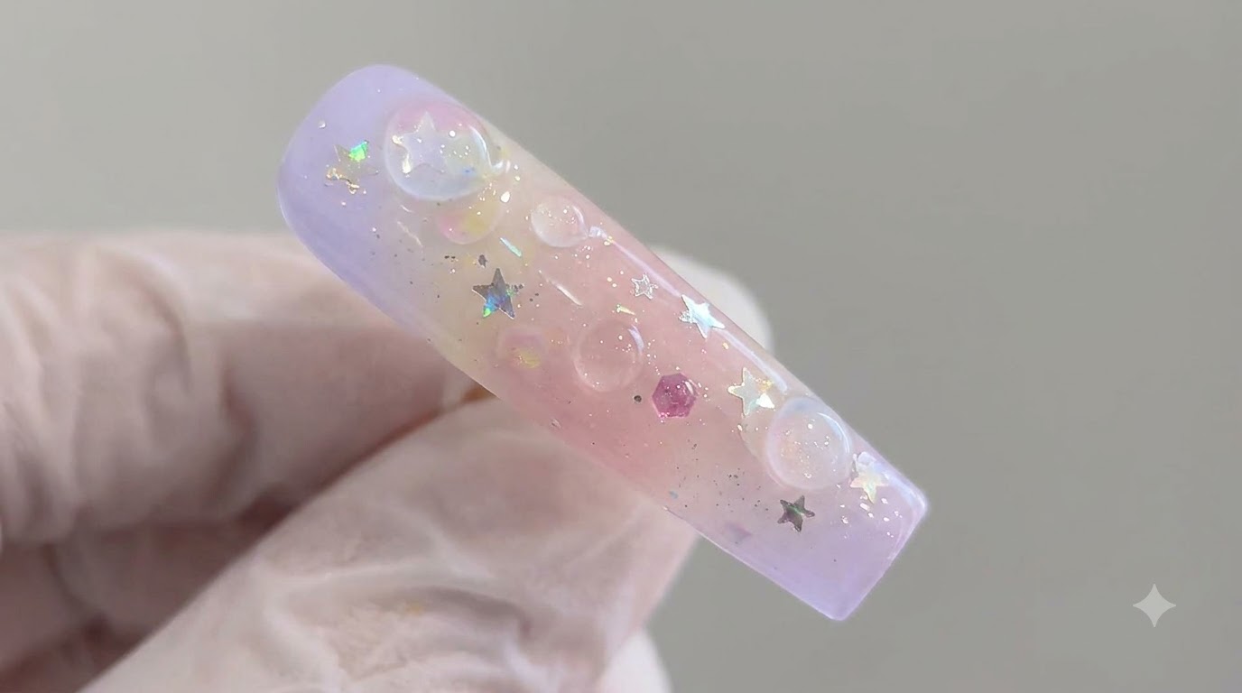 Unghie Bubble Gradient e Glitter Stelle — Tutorial Passo dopo Passo