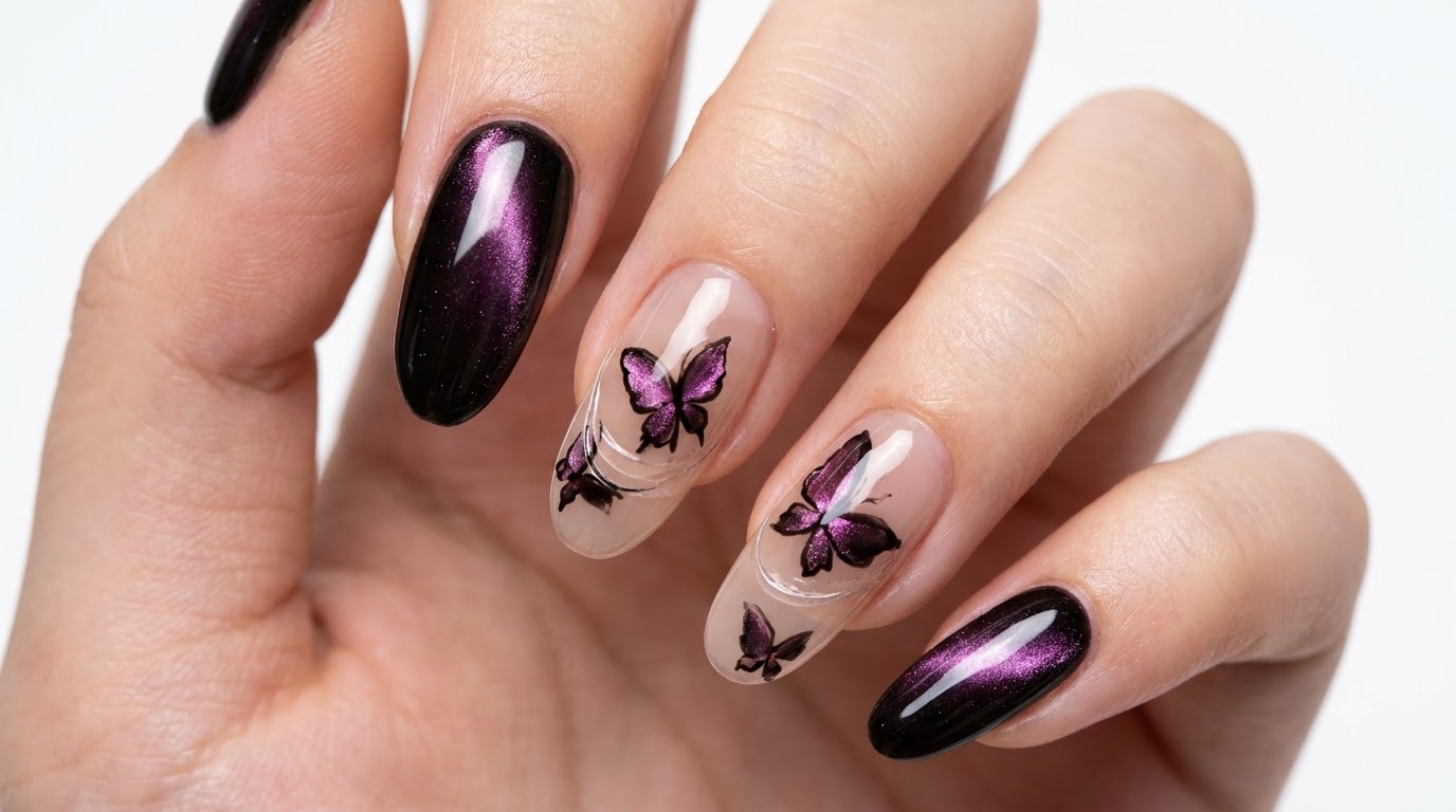 Unghie Farfalla Cat Eye Viola: Tutorial Passo dopo Passo