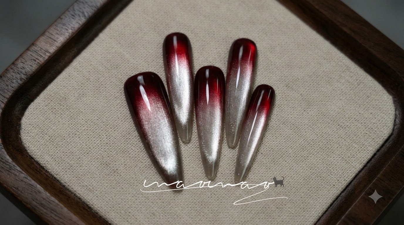 Unghie Gel Ombre Cat Eye Rosso Scuro – Tutorial Passo Passo