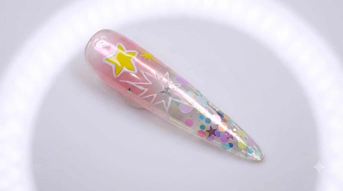 Unghie Stiletto Effetto Aurora e Stelle — Tutorial Passo dopo Passo