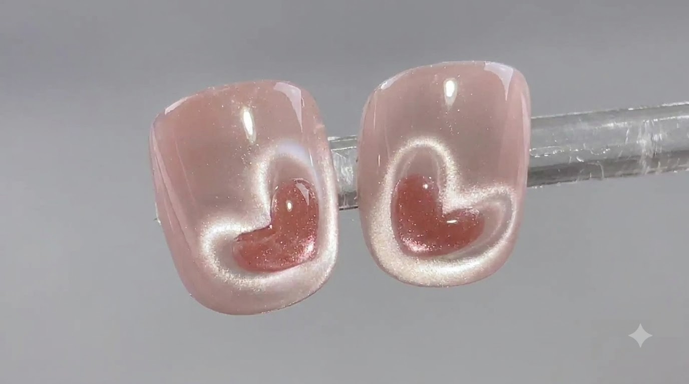 Unghie Cat Eye con Cuore Rosa — Tutorial di Nail Art Magnetica Passo dopo Passo