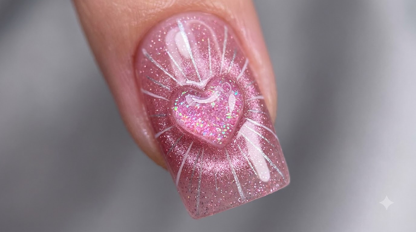 Nail Art Effetto Luce d'Onda con Cuore — Tutorial Passo dopo Passo per Principianti
