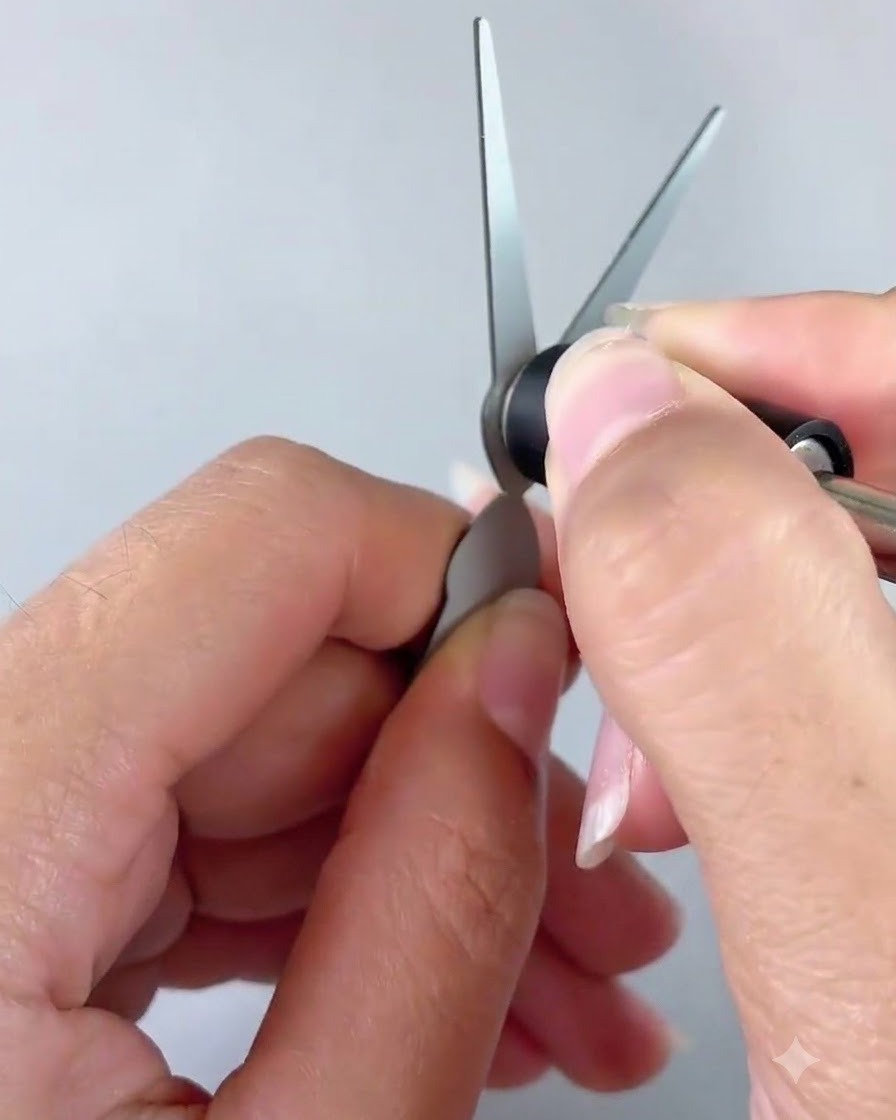 Un paio di accessori magnetici metallici tenuti in mano per modellare il gel cat eye.