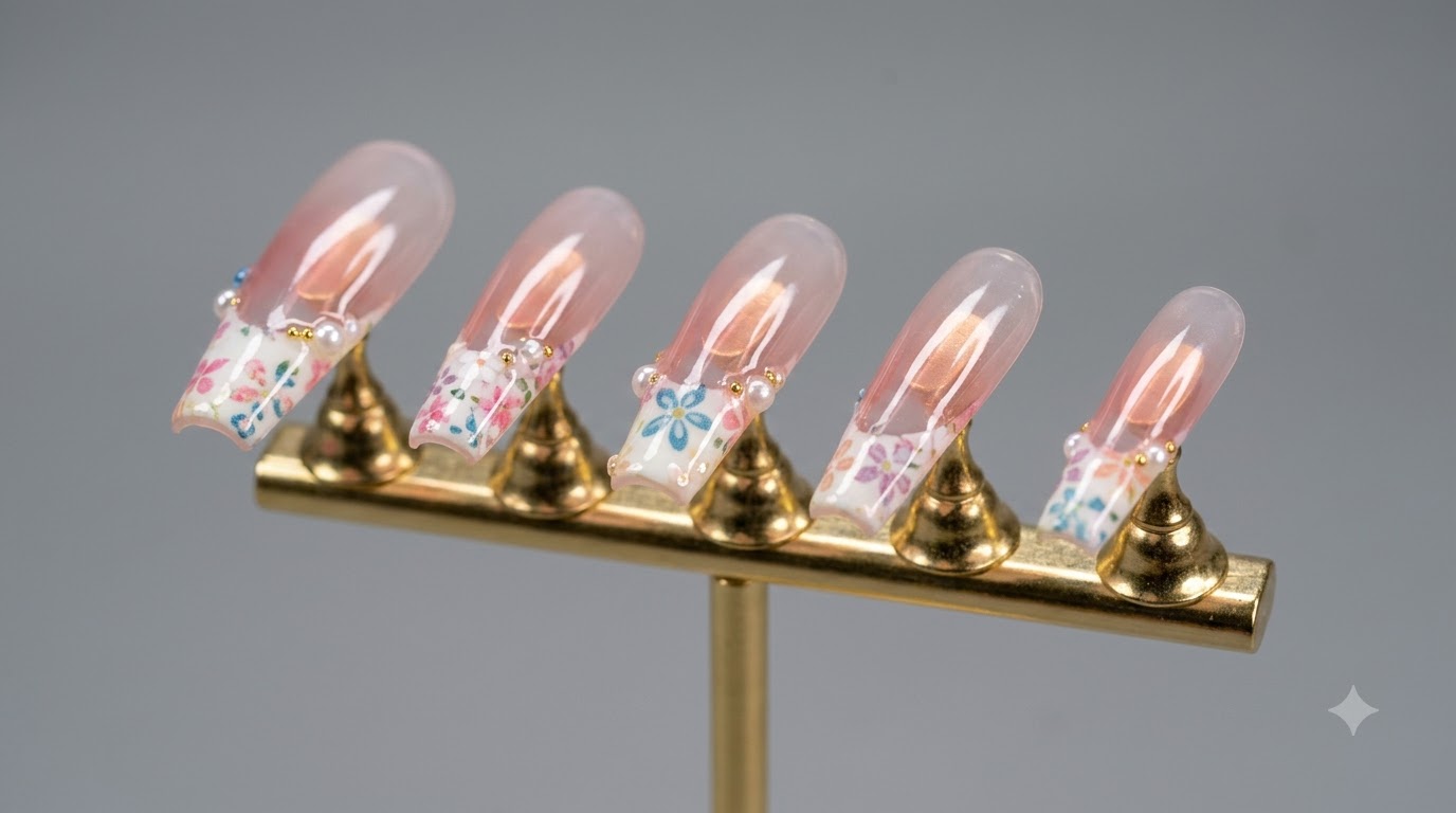 Unghie French con Fiori 3D per Primavera ed Estate — Tutorial Passo dopo Passo