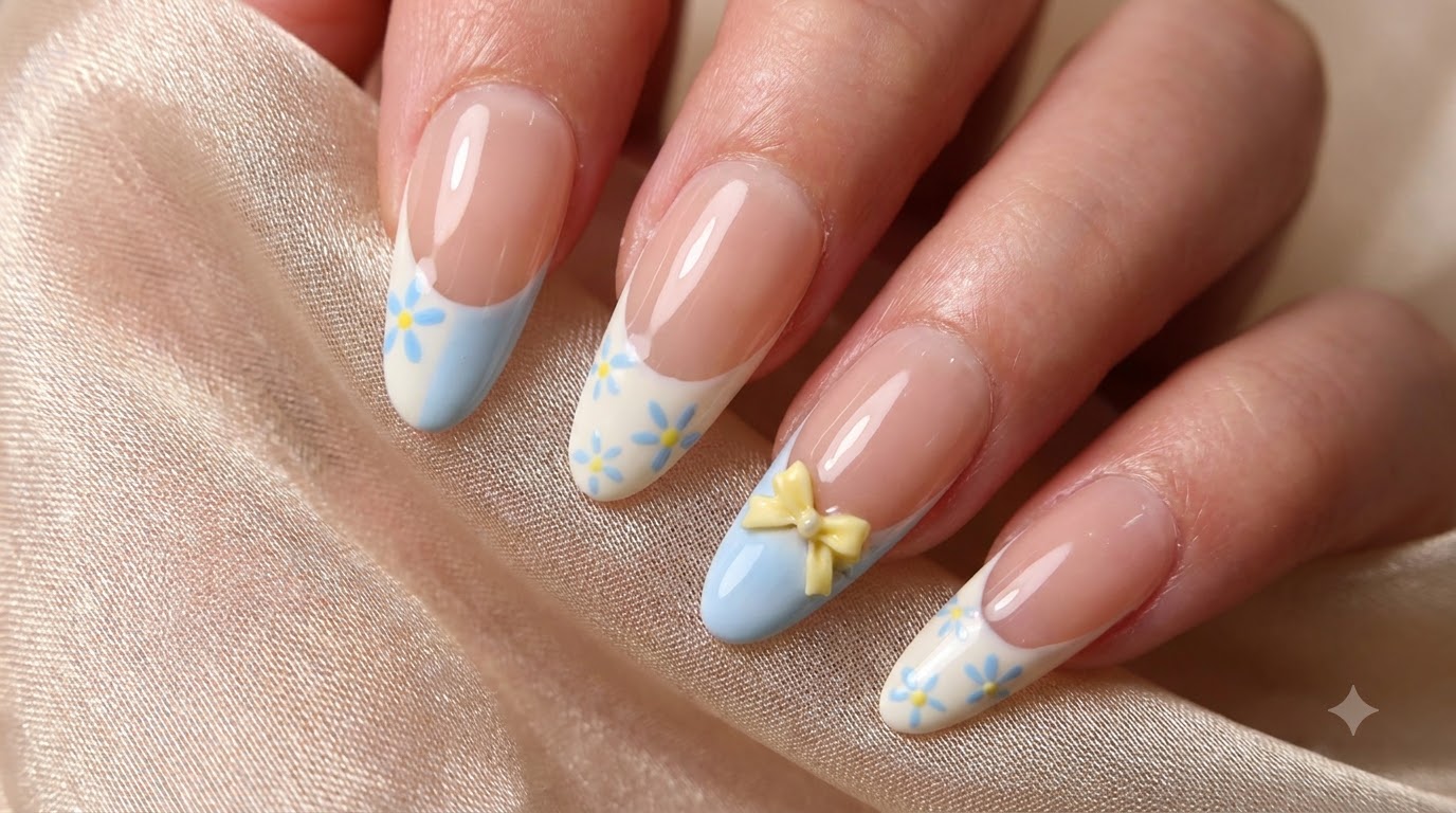 French Manor Ditsy Floral Press-On Nails — Tutorial Passo a Passo