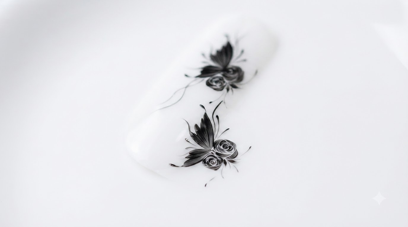 Tutorial di Nail Art in Gel: Farfalla Nera e Rose