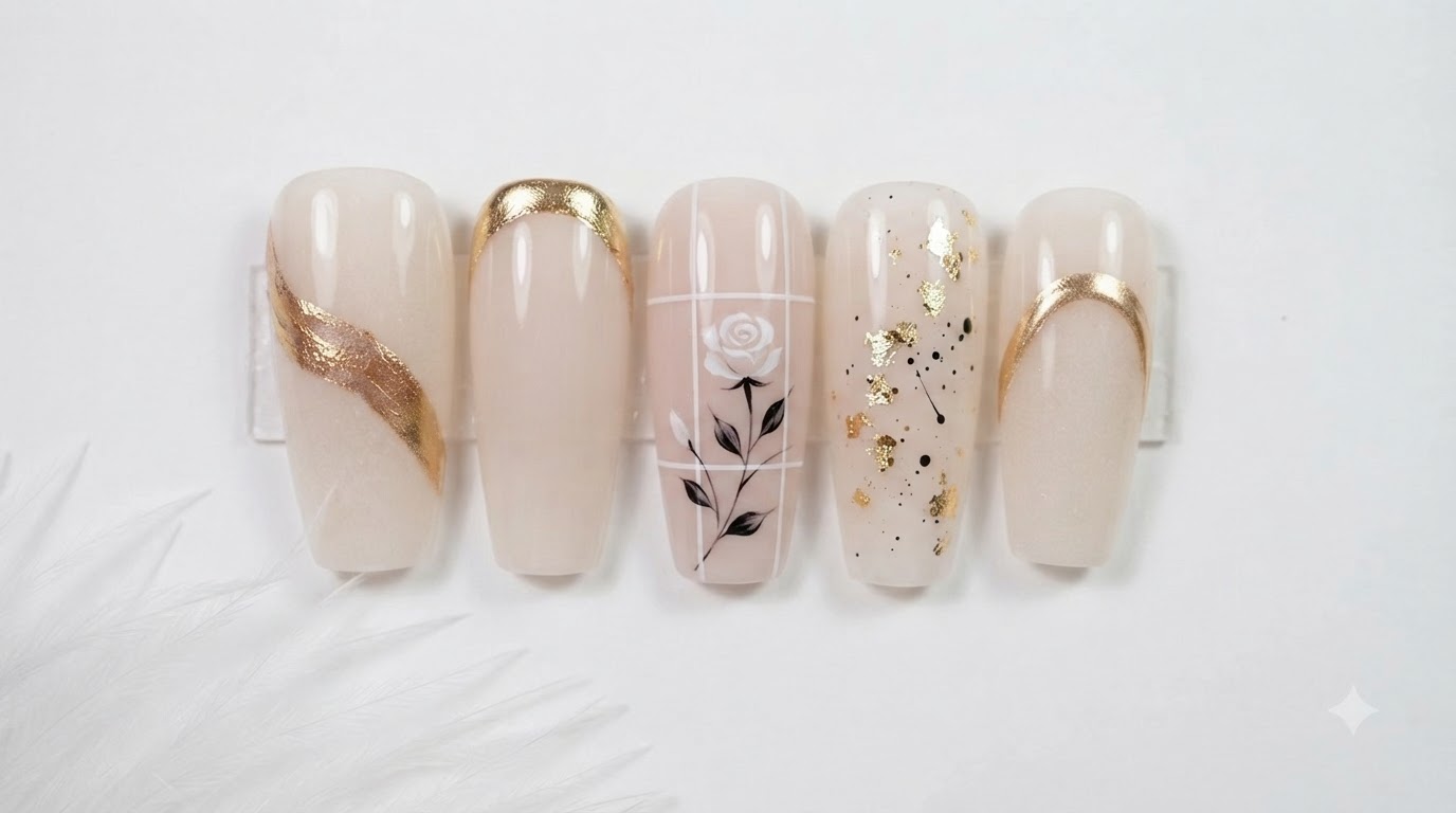 Nail Art con Rosa Bianca e Accenti in Spider Gel — Tutorial Passo dopo Passo