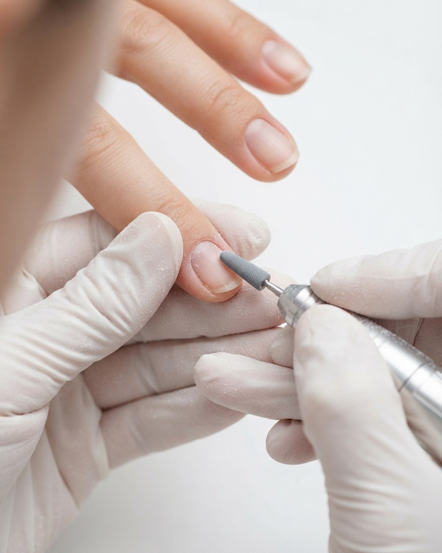Cilindro abrasivo della fresa che lima con cura la zona delle cuticole di ununghia.