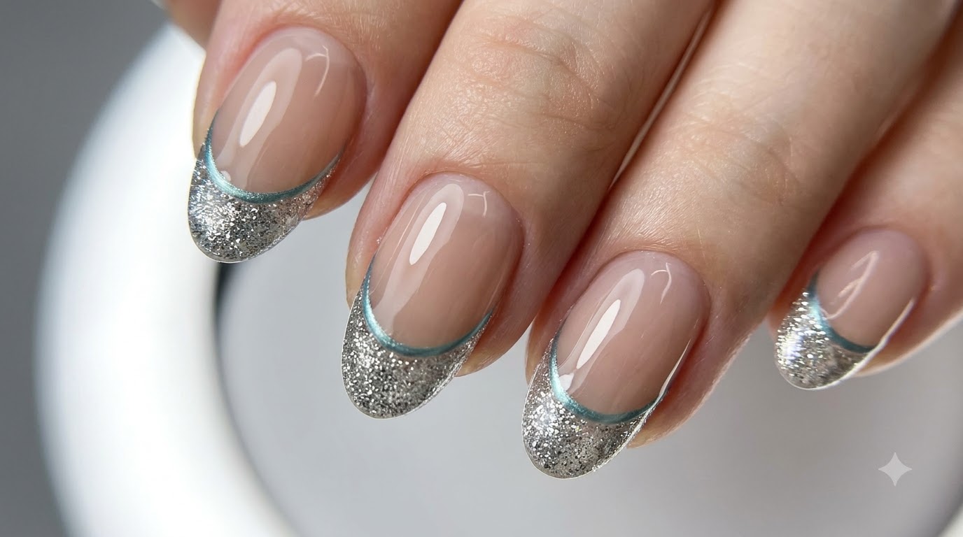 Unghie French Glitter Argento Tech Y3K — Tutorial Passo dopo Passo