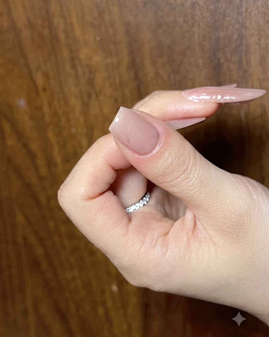 Una nail artist che utilizza un pennello fine e gel nero per delineare i bordi esterni di un fiocco su ununghia.