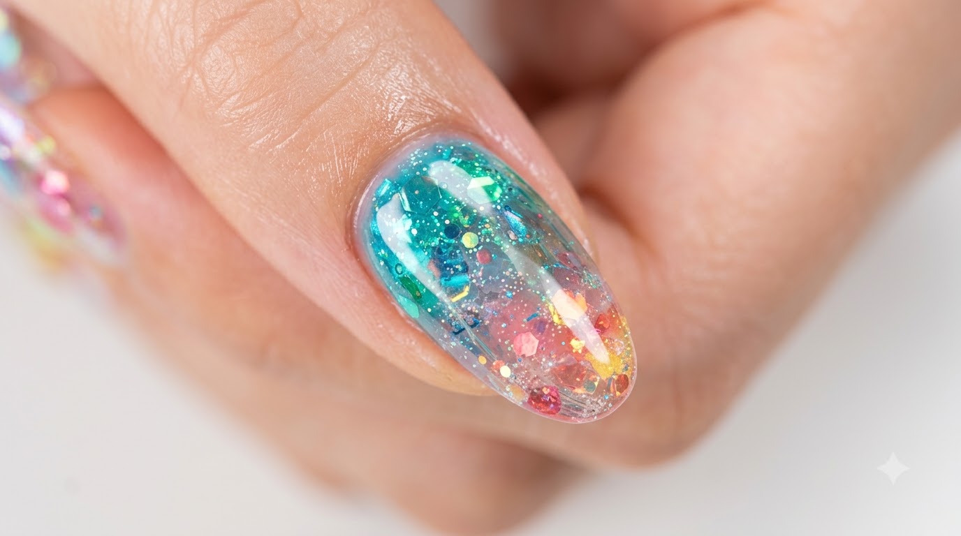 Rainbow Glass Glitter Nail Art — Tutorial passo a passo con sfumatura vibrante