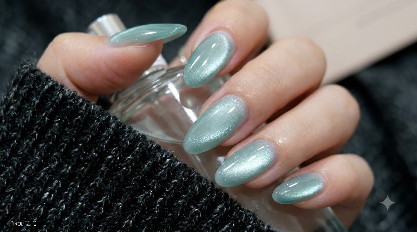 Unghie Verdi con Effetto Occhio di Gatto a Sfera di Vetro — Tutorial Trend Estate-Inverno