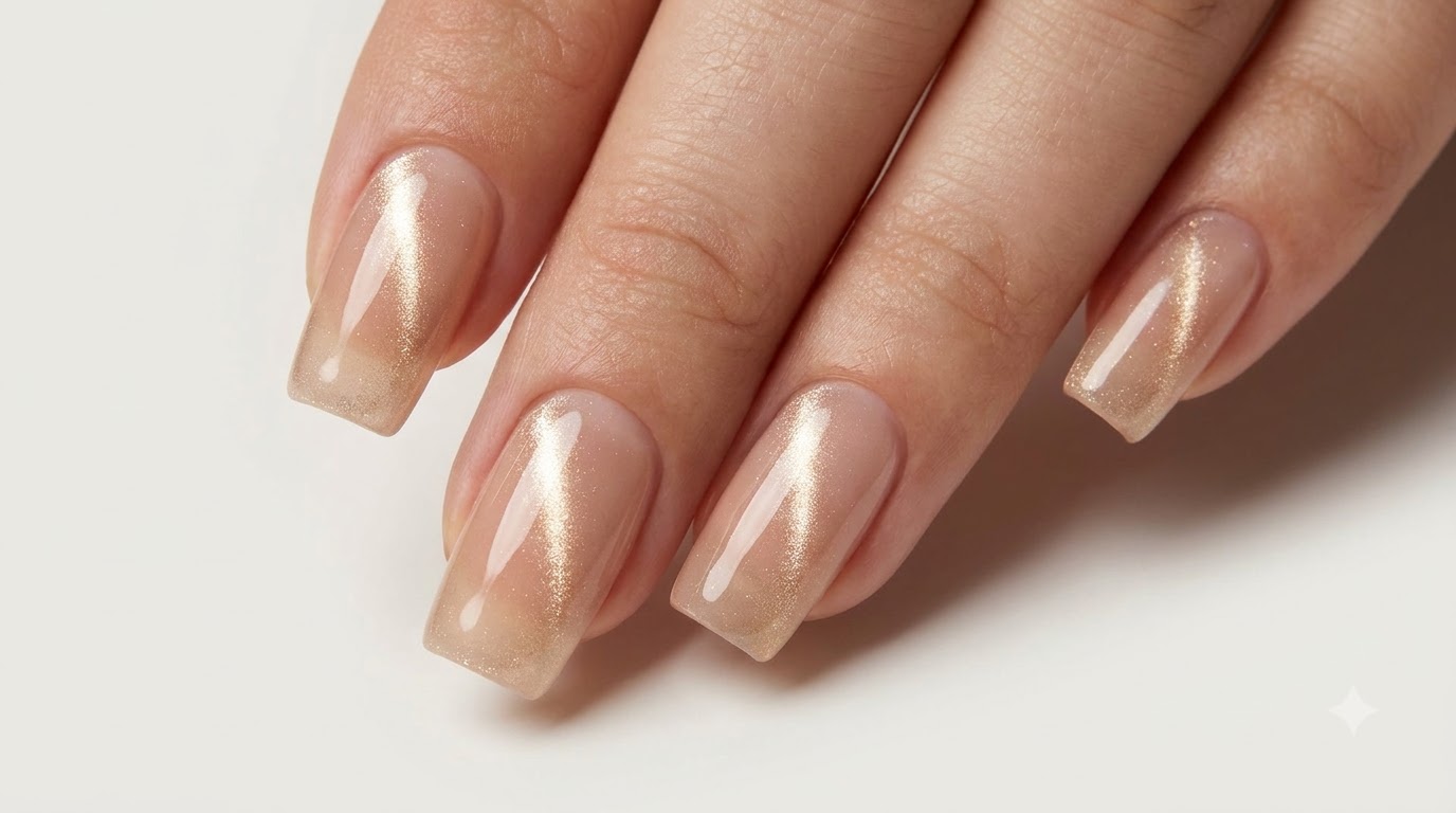 Unghie Cat Eye Effetto Vetro Oro Champagne — Tutorial Passo dopo Passo