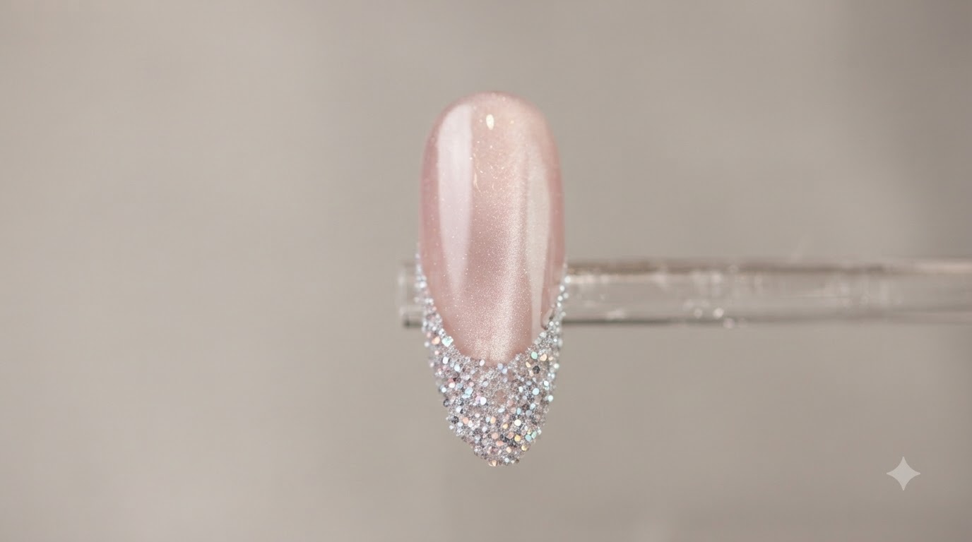 Unghie French Cat-Eye Rosa Flashy con Glitter Brillanti — Tutorial Passo dopo Passo