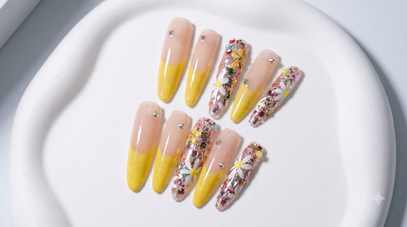 Unghie Gel French Gialla e Margherite di Primavera — Tutorial Passo dopo Passo