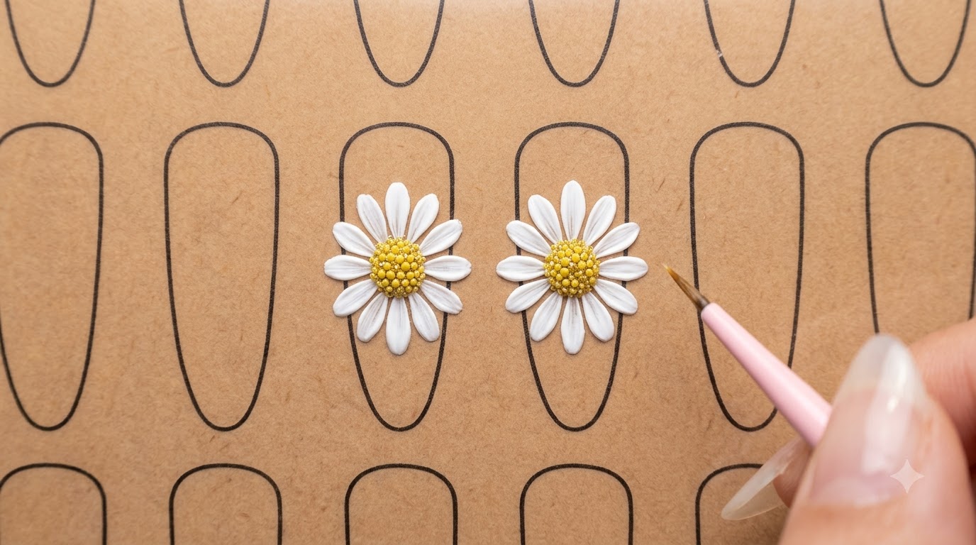 Decorazione Unghie Semplice con Margherite in Gel — Tutorial Passo dopo Passo