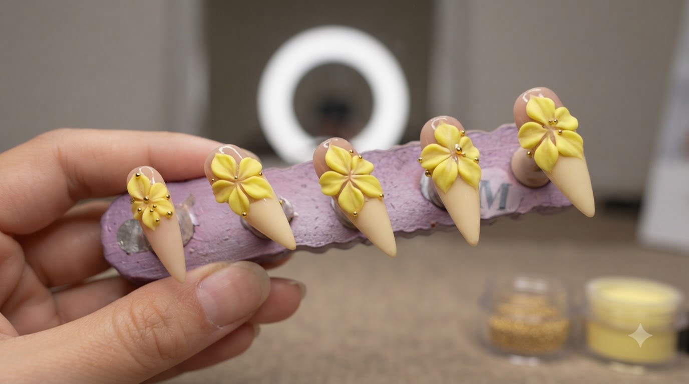 Nail Art con Fiori Gialli in 3D: Tutorial Passo dopo Passo per Principianti