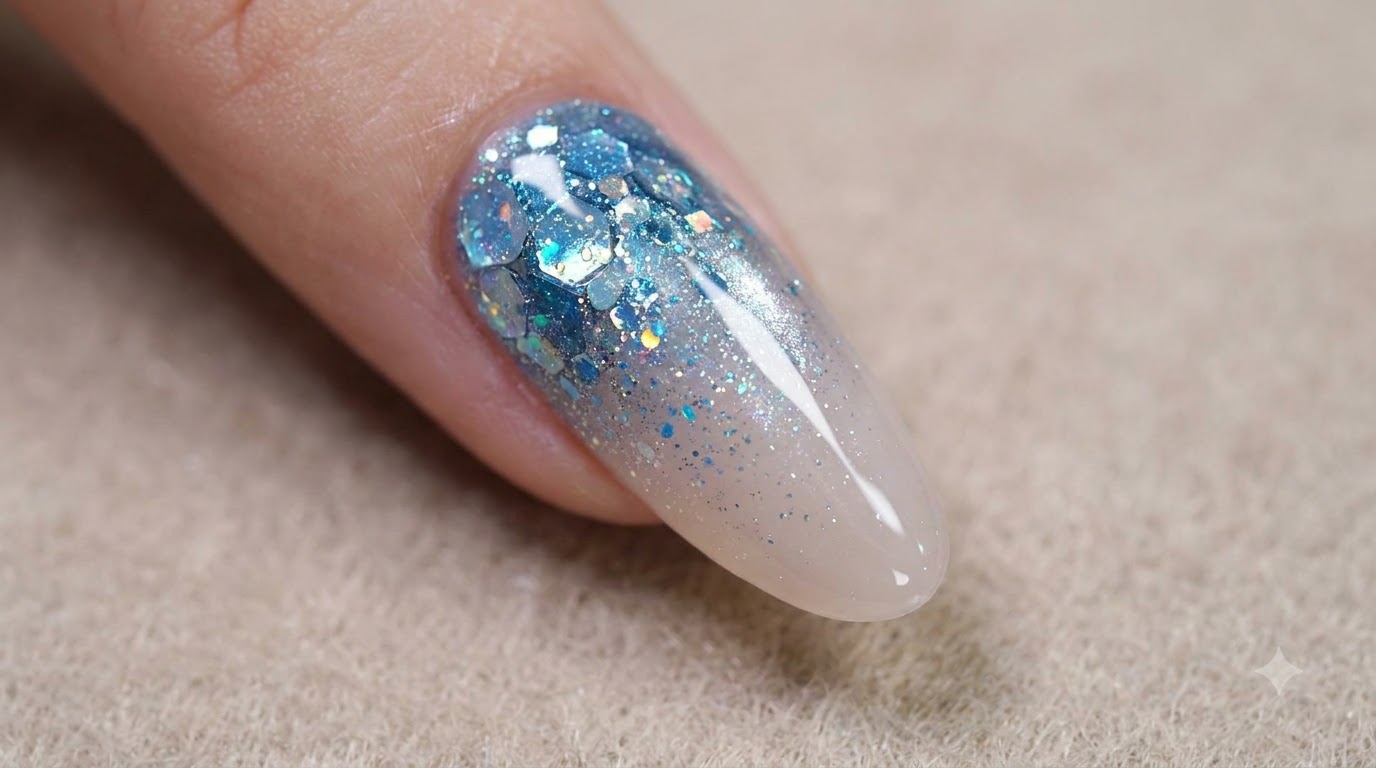 Unghie sfumate galassia di diamanti blu — Tutorial gel passo dopo passo